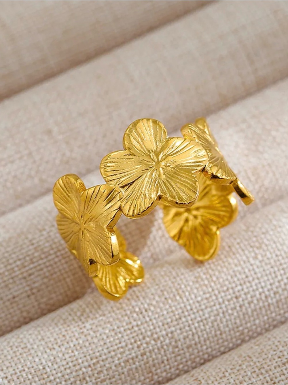 18k Gold plated Floral Band Ring - Women Jewelry